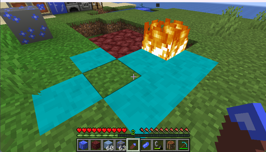 This is an example of the frozenite chisel turning a grass block into a frozen block.