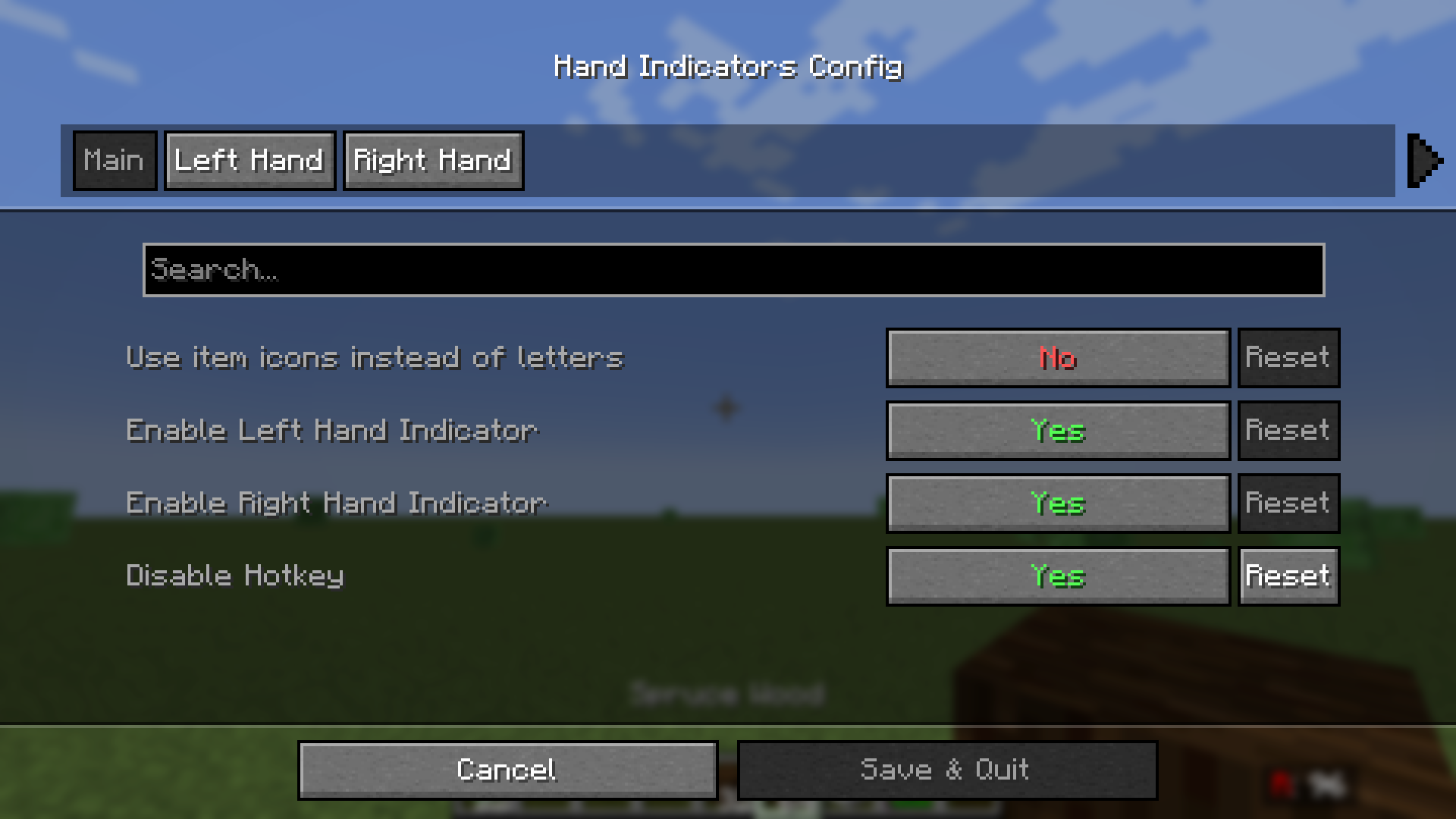 Menu setting in mod