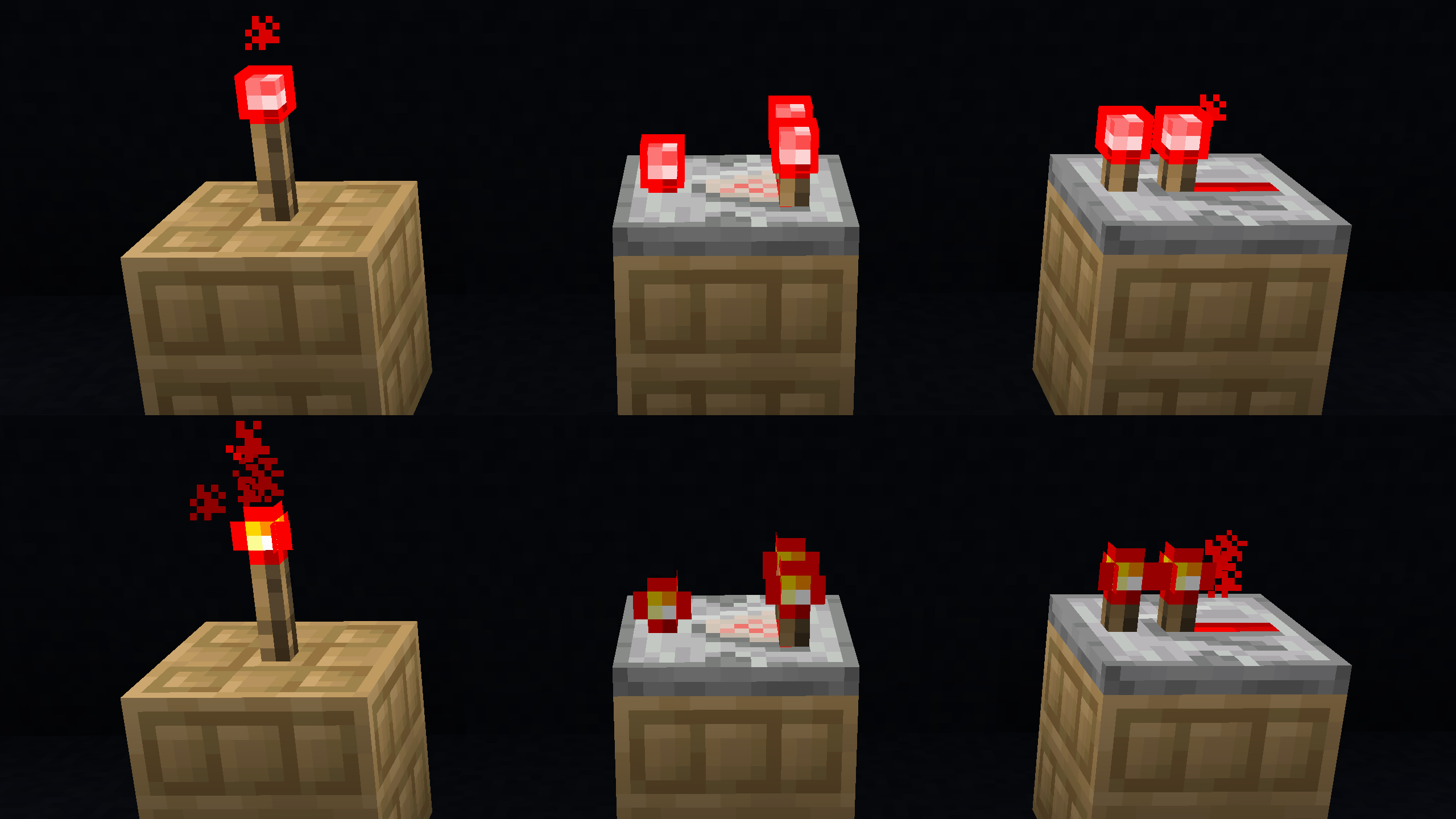 Comparison of the new and restored redstone textures