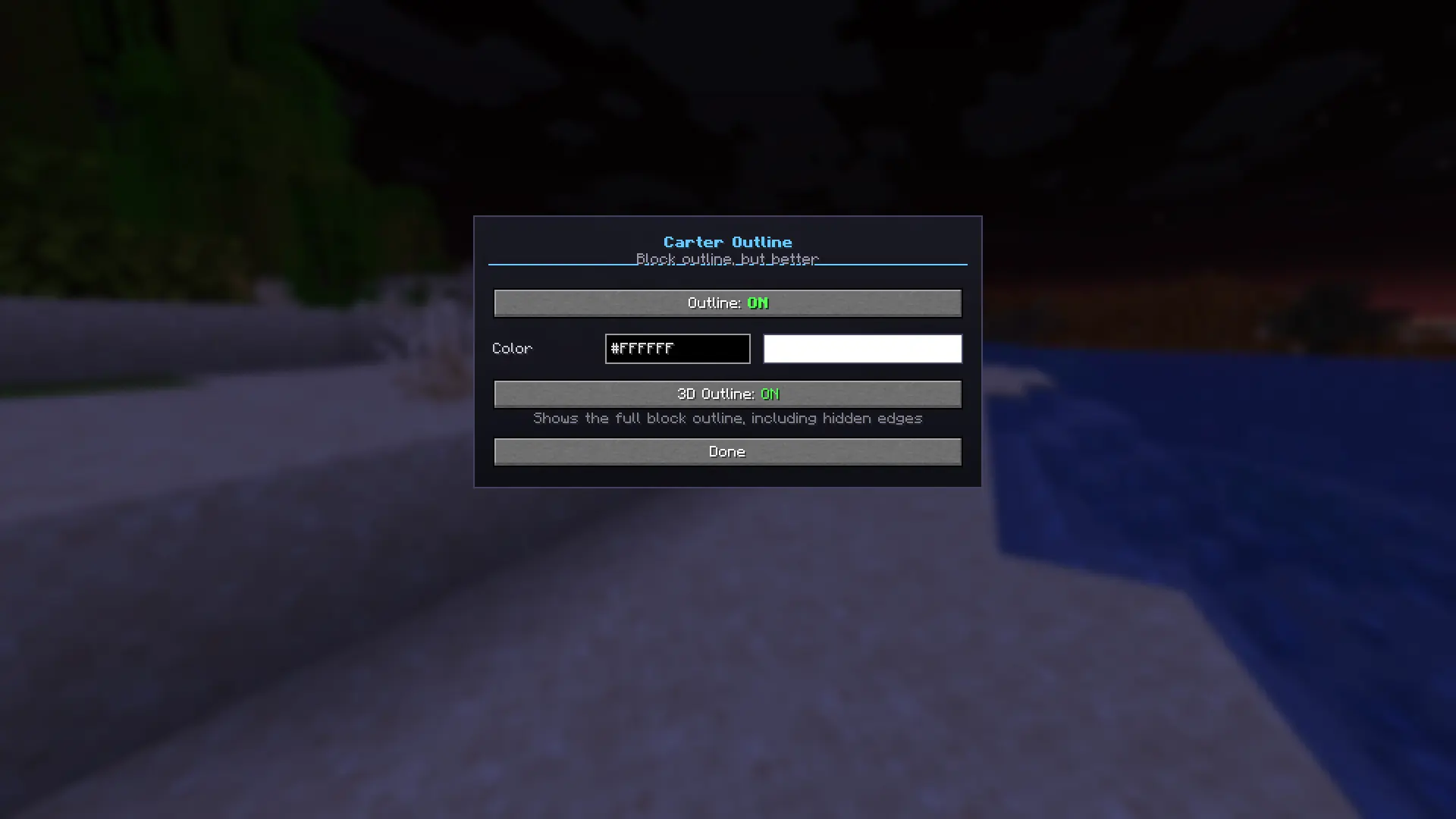 Configuration - Easily customize Carter Outline through the Mod Menu. Adjust outline color, enable Full Outline mode, and configure the mod to match your preferences.