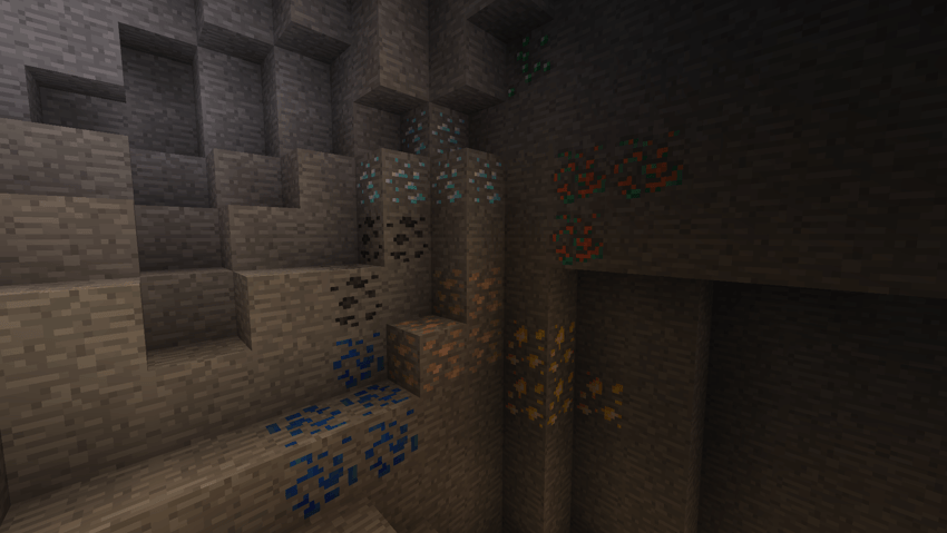 Cave showing the ores