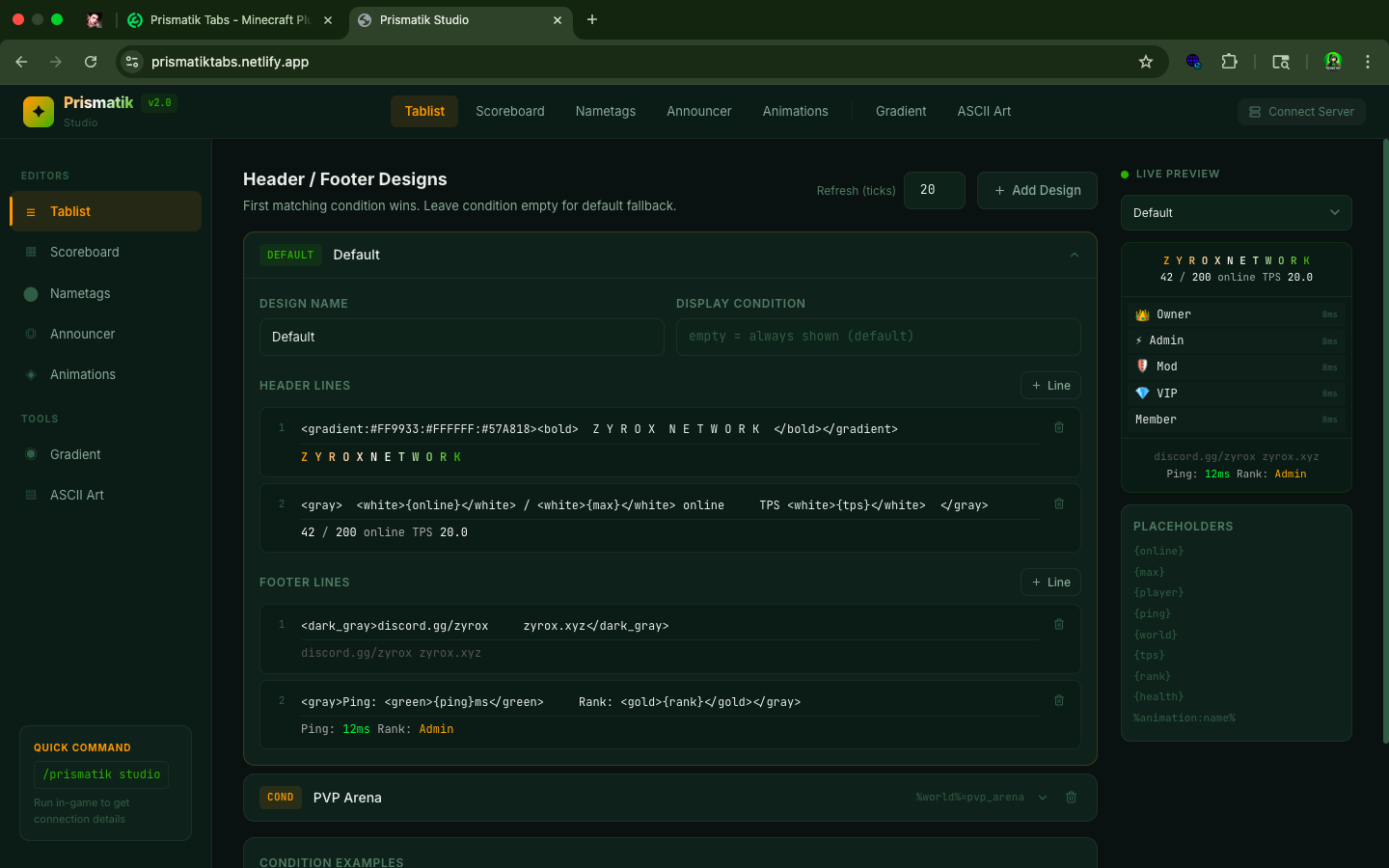 Tablist Editor