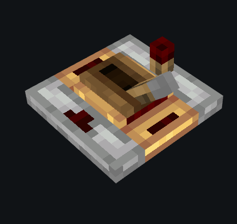 Close up of Analog Computator. Looks similar to the other Redstone Components, like Comparator and Repeater but it has an Analog Lever in the middle
