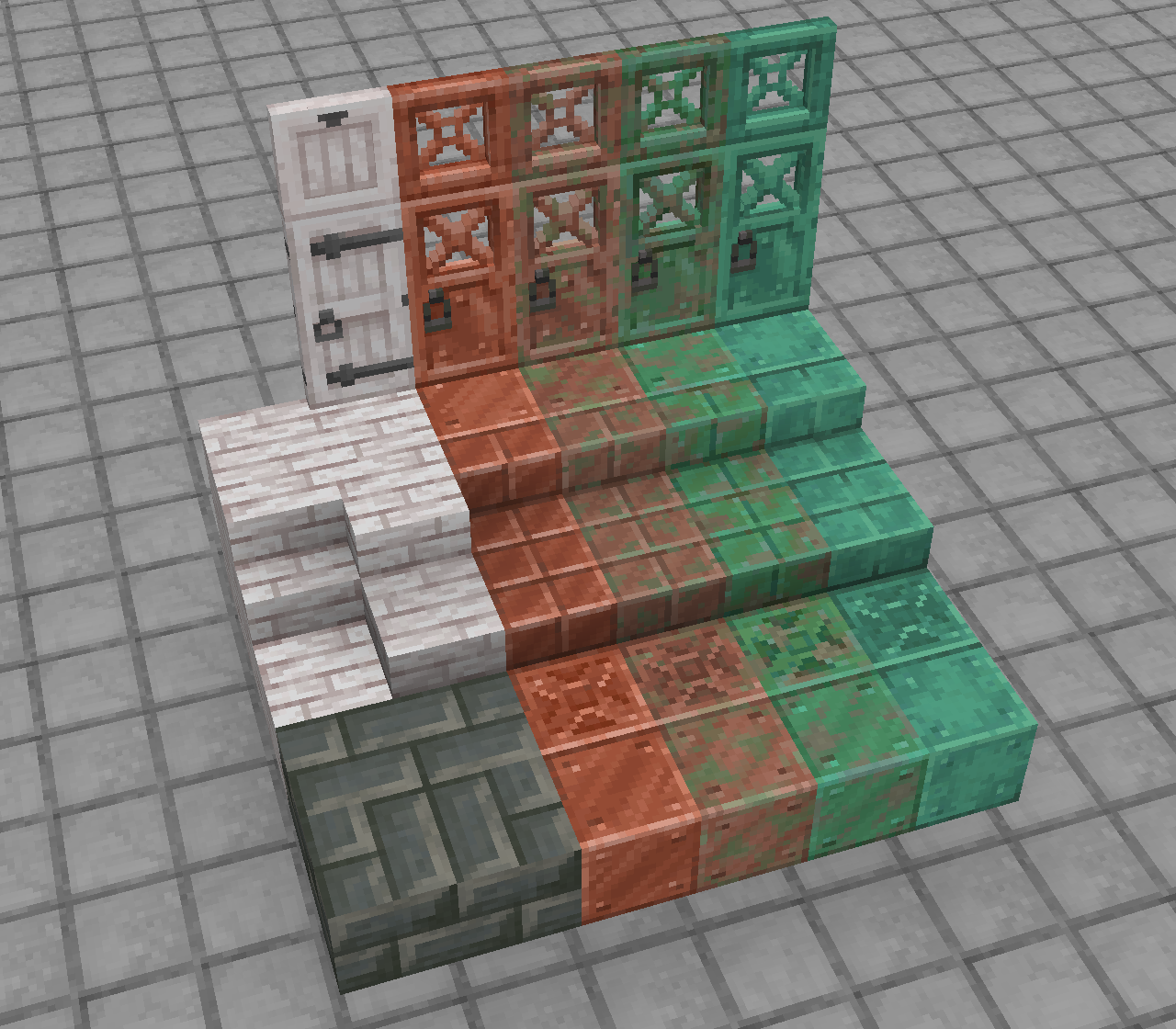 Pack Overview : tuff bricks , copper blocks and pale oak
