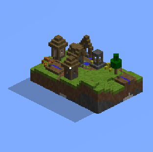 Image shows a not fully explored 3x3 isometric view of a village