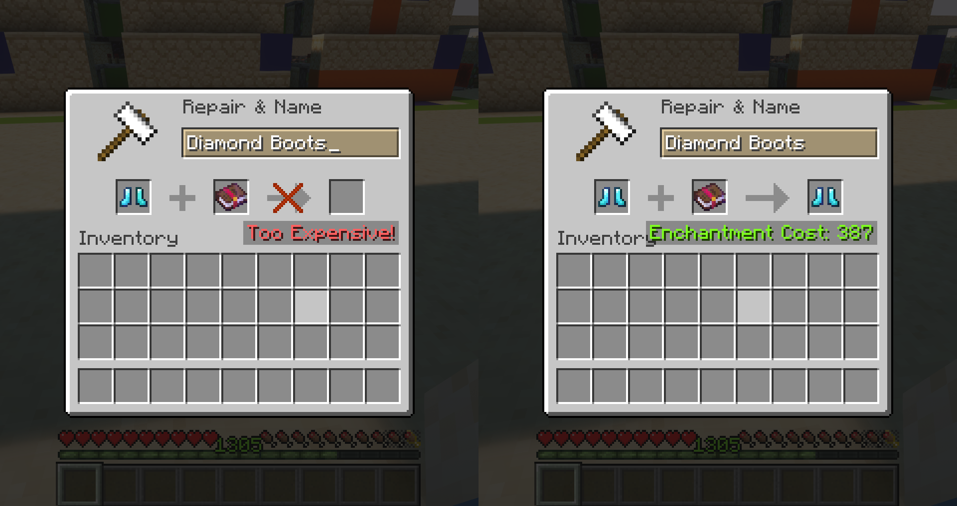 Comparison between anvil functionality with and without mod.