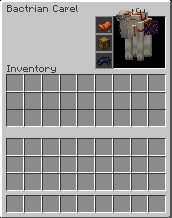 Bactian Camel Inventory with Equipment