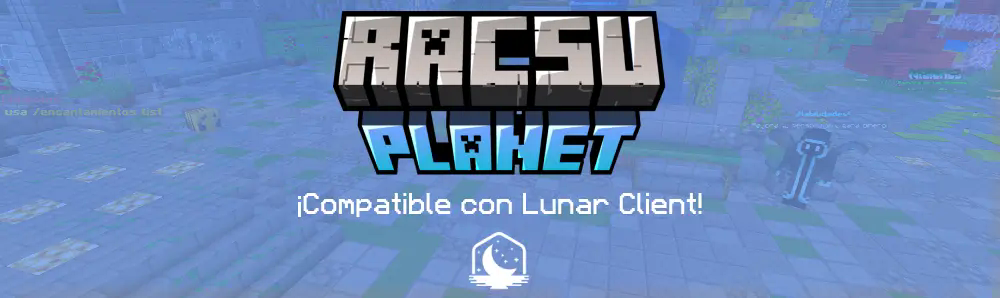 Banner del modpack Racsu Planet, el cual es compatible con lunar client