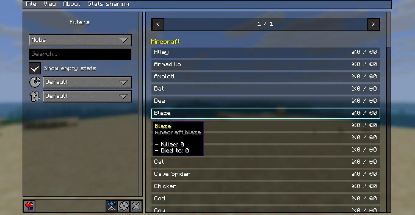 Visual representation of what the mob stats look like now