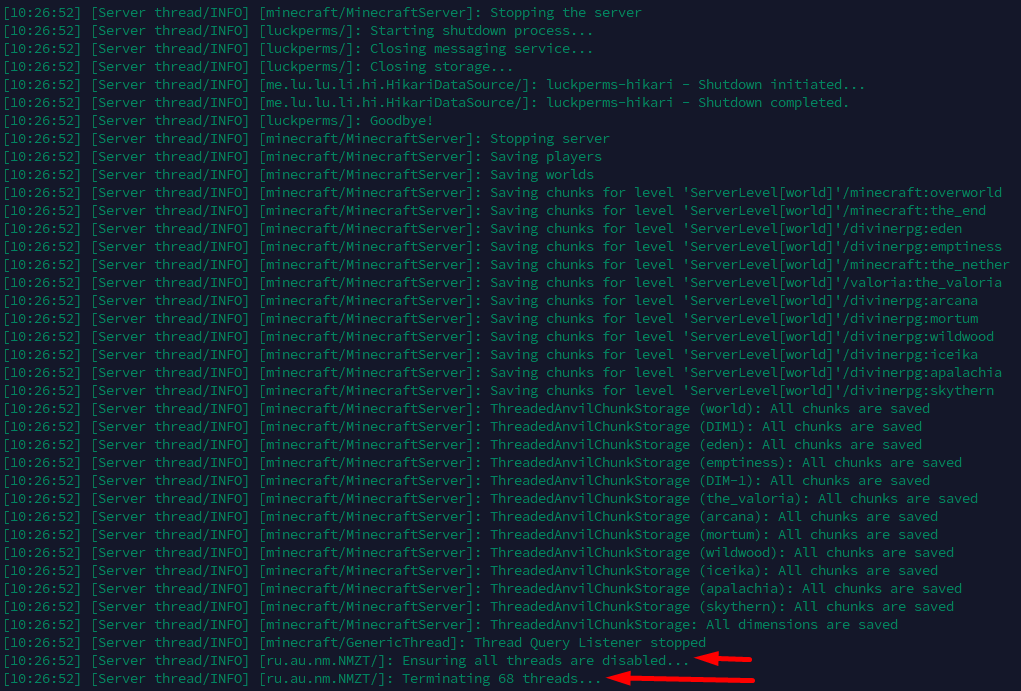 Woah! Zombie threads have been terminated by NMZT