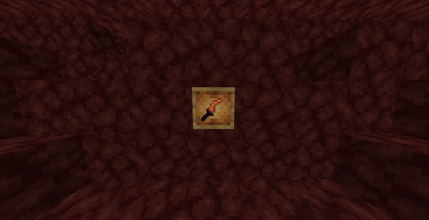 The Pyromantic Dagger in a glowing item frame in the nether wastes