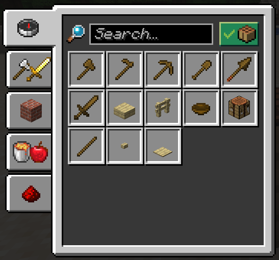 This image shows the Recipe Book menu on the search page with the