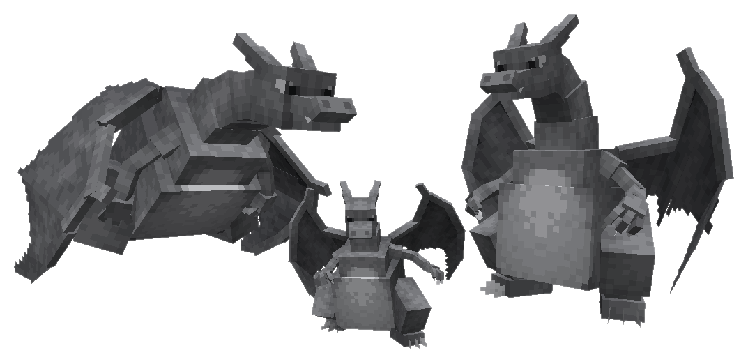 Statues made with the mod in different positions and sizes