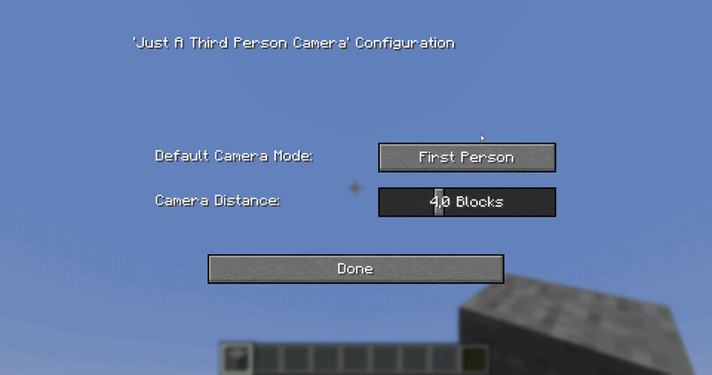 Showing off the camera mod settings