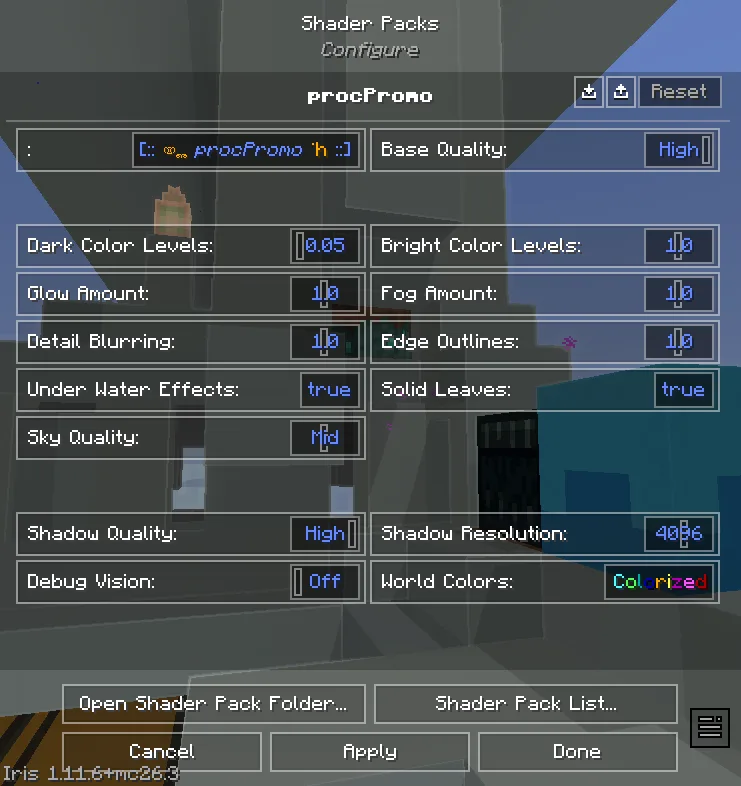 procPromo Settings