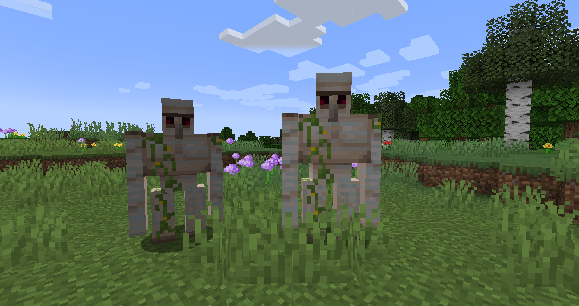 Two Iron Golems with different sizes.