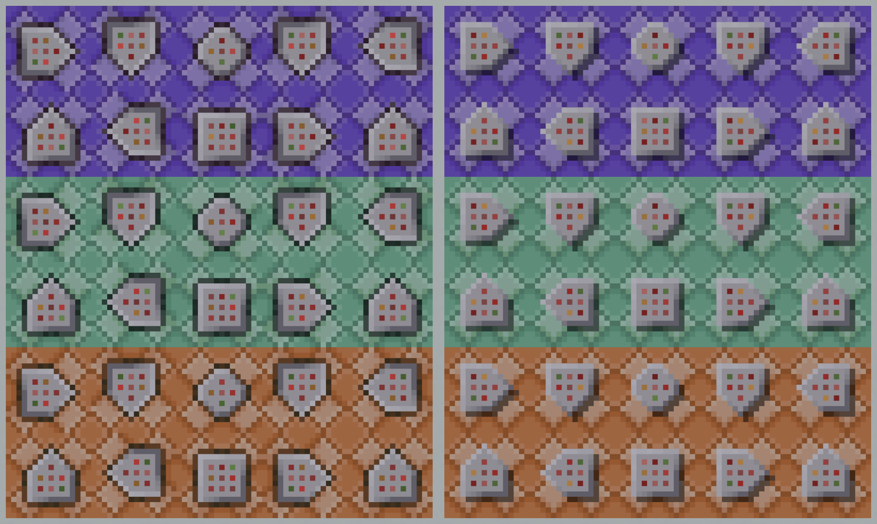 overview of vanilla versus pack textures