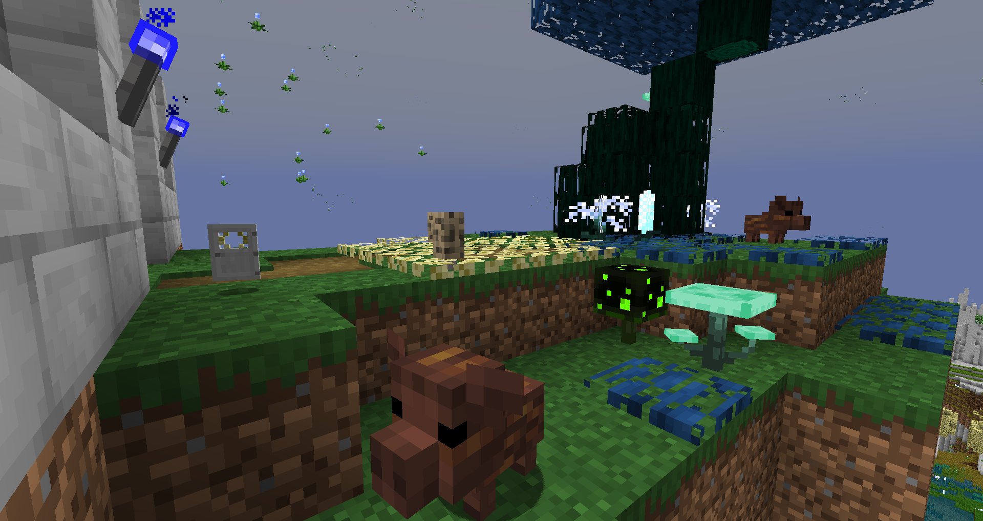 Some of the visual changes in the update, all stood atop one of the new Floating Gardens.