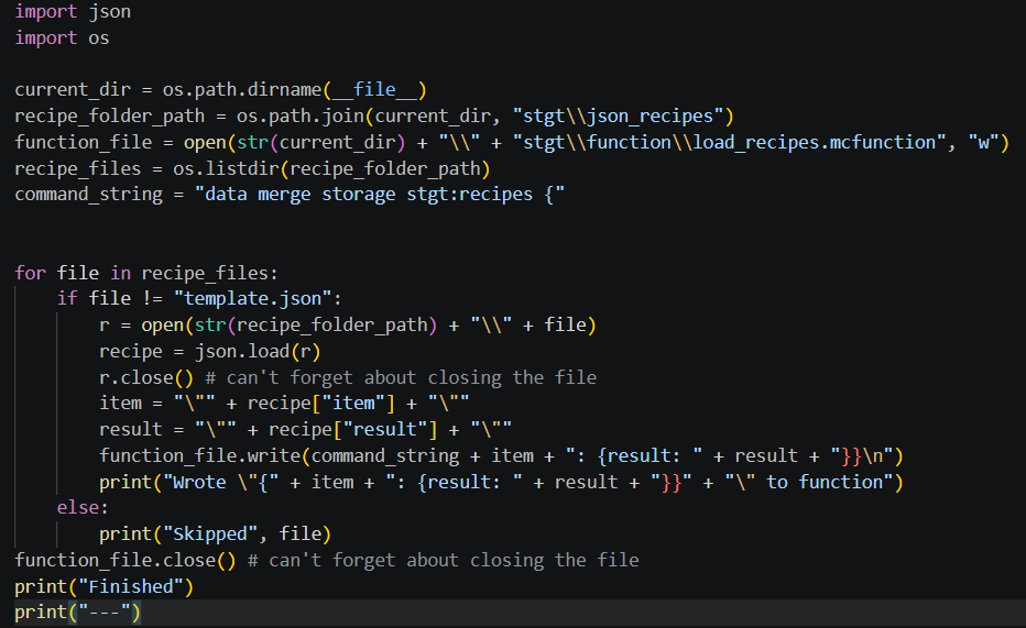 Recipe builder script.