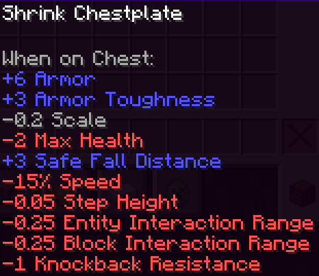 Stats of the shrink chestplate