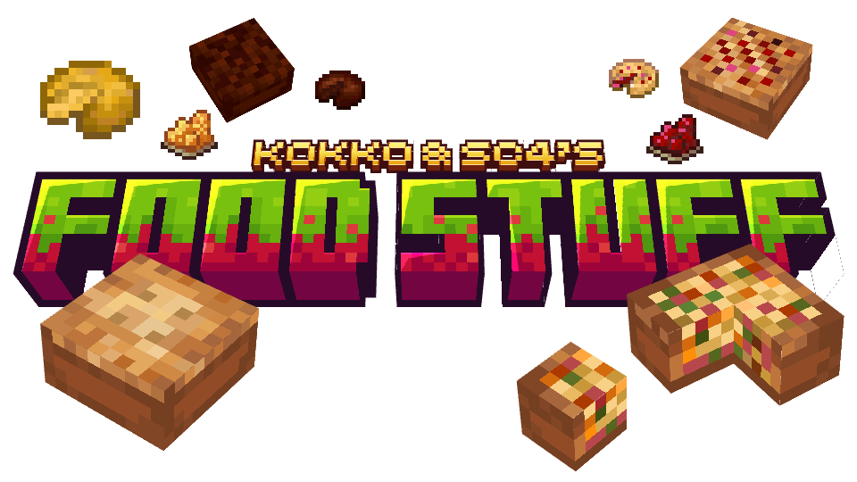 Kokko & SC4's Food Stuff showing off a bunch of item textures and models