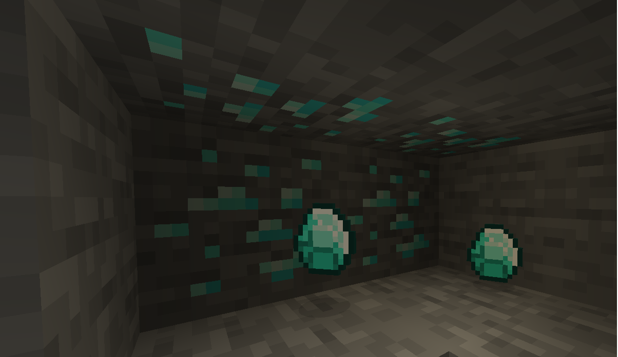 Diamonds dropped after mining diamond ore
