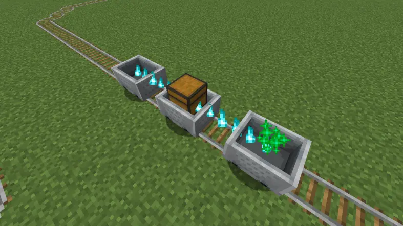 Some minecarts chained together
