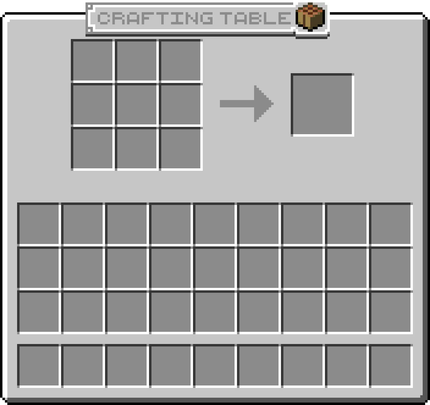 Crafting table GUI with the plaque