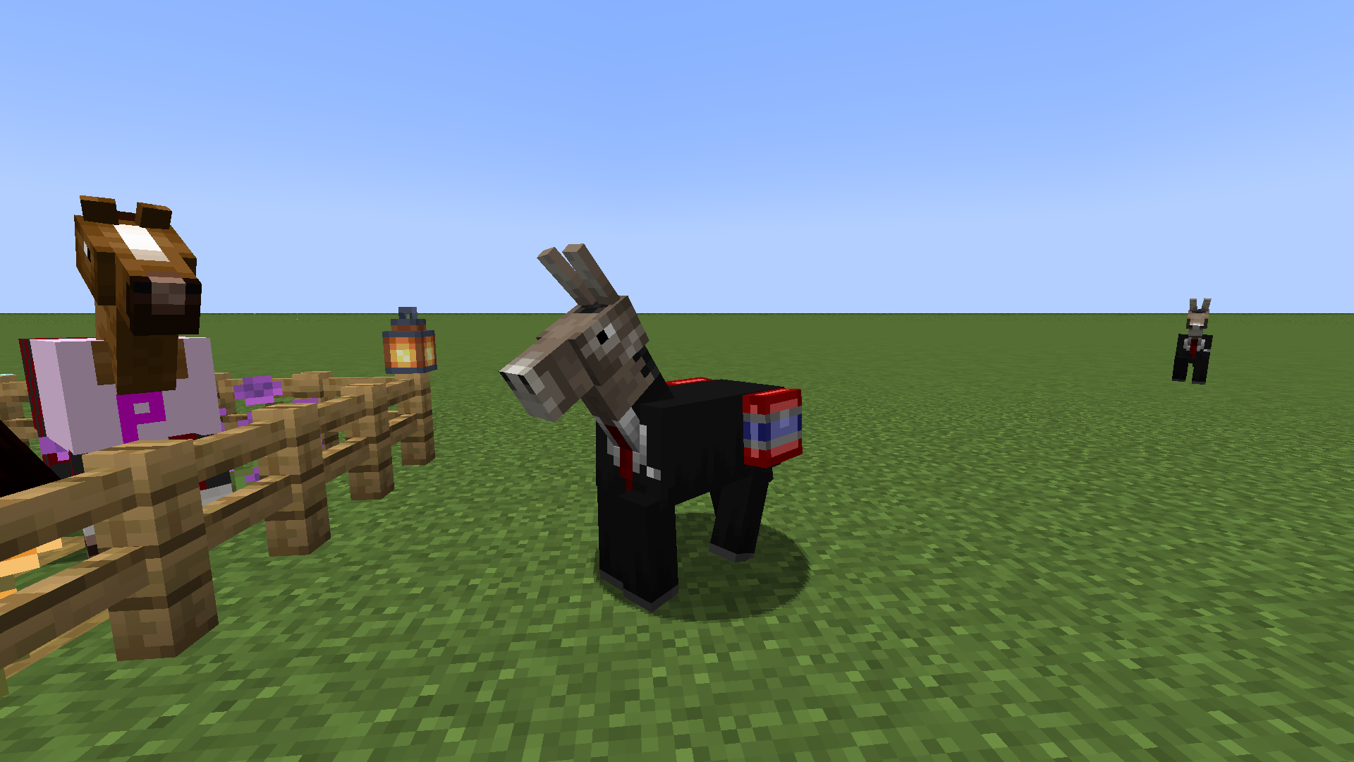 a donkey wearing chests with the Thai Flag, the donkey is wearing a suit to look like KyrisKrem