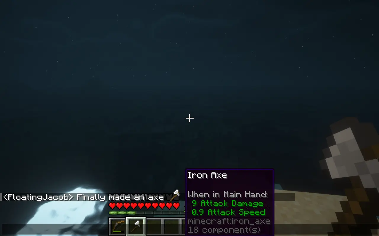 An image of an iron axe in the ingame chat