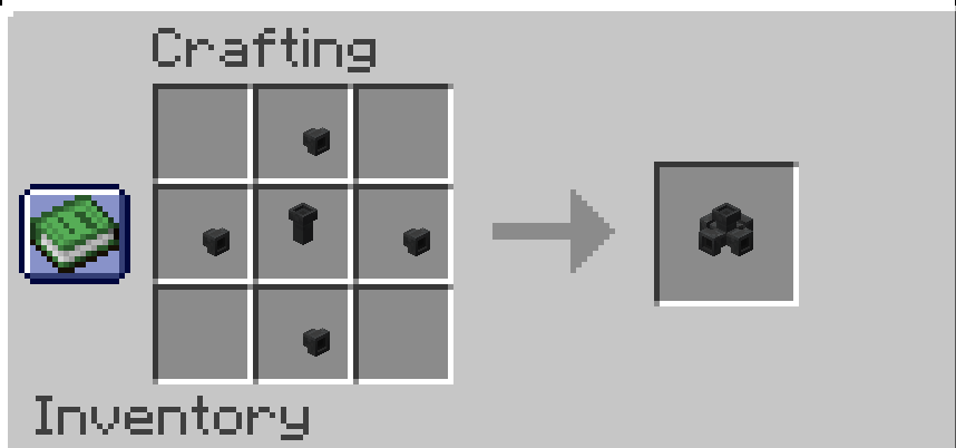 4-way Item Splitter Recipe: Empty, Splitter Output, Empty, Splitter Output, Splitter Input, Splitter Output, Empty, Splitter Output, Empty