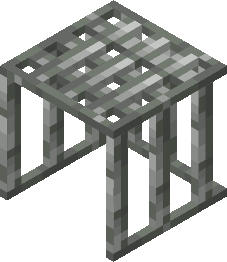 A block made of bars.  It has a ceiling and three walls.