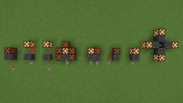 Animated examples of Redstone Timer setups showing different redstone contraptions powered by timer blocks, including redstone lamps and timed signal layouts.
