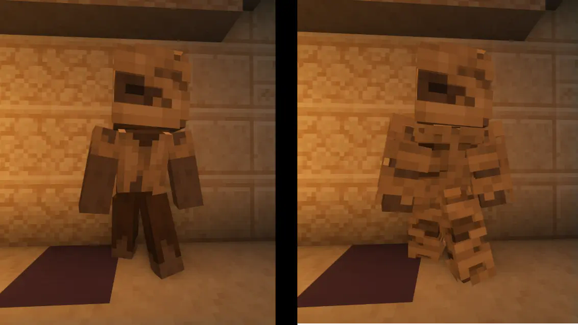 Normal Mummy on the left; Improved Mummy on the right!