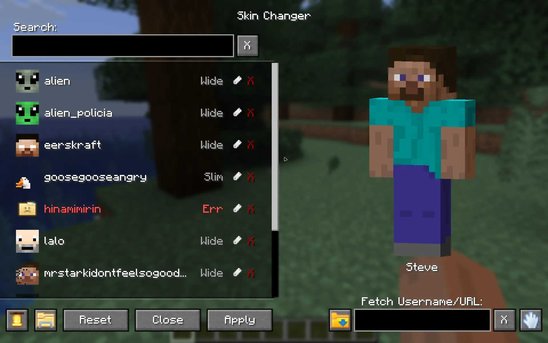 Main menu of the mod