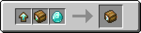 Smithing recipe of a Diamond Backpack, containing a Diamond Backpack Upgrade Template, an Emerald Backpack and a Diamond.