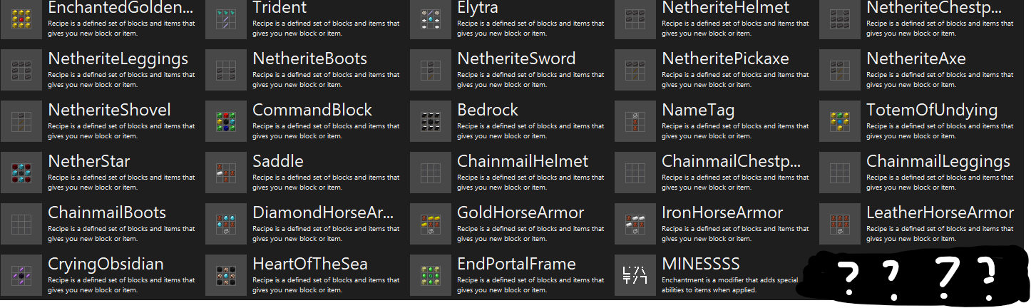 All Of the Crafting Recipes