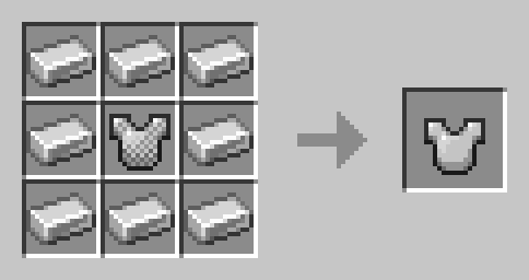 crafting recipe showing new iron armor recipe.
