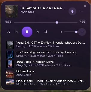Jukecraft Currently playing widget with queue display