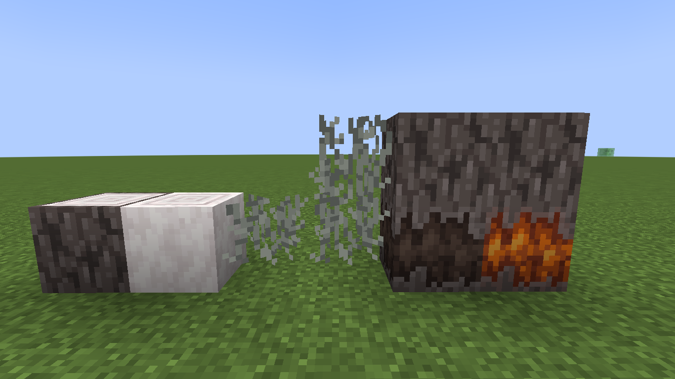 Screenshot showing blocks from the pale garden with the default textures