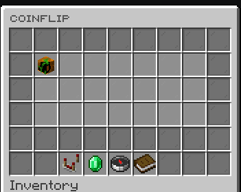 FoCoinflip main GUI with active player coinflips and the player's stats item