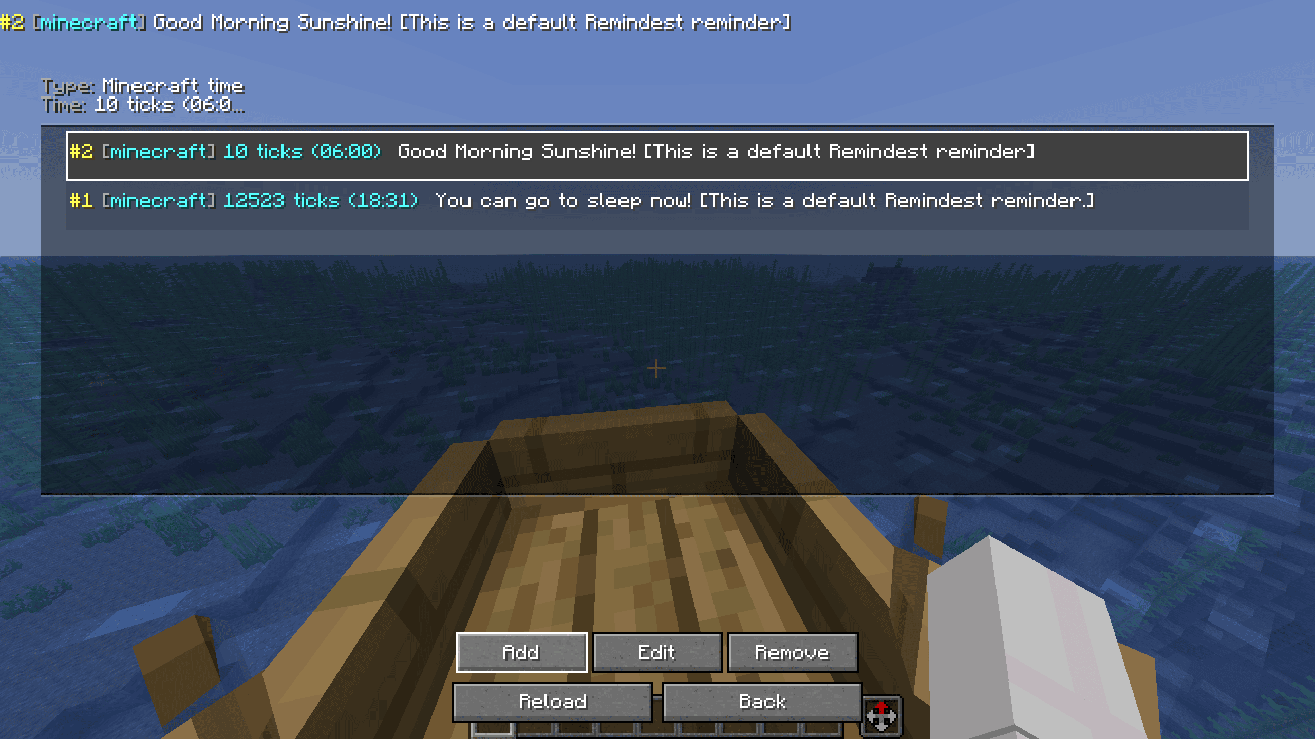 The Remindest main menu, with the Add button highlighted