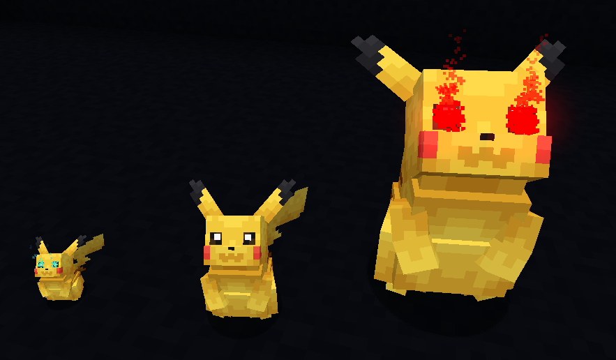 Iota, normal, and alpha pikachus