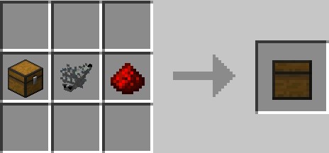 Chest, silverfish item, redstone dust