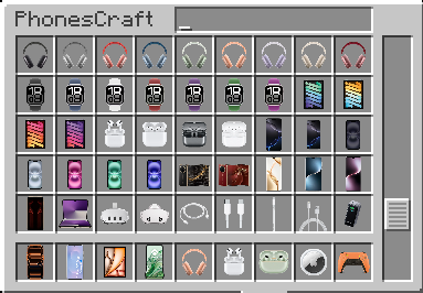 The PhonesCraft creative menu