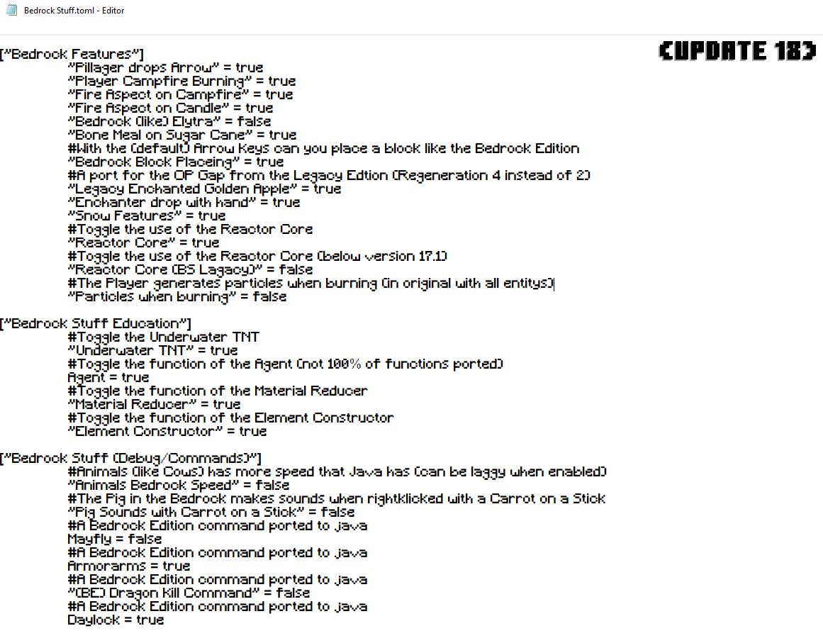 Default Config above Update 18