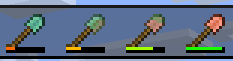 Weathered Copper Shovel texture rendering correctly, alongside the other variants