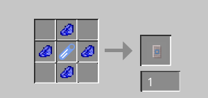 The crafting recipe for a Vanity Slate. 1 Extruder-allowed block in the center, 4 lapis surrounding it in a plus shape.