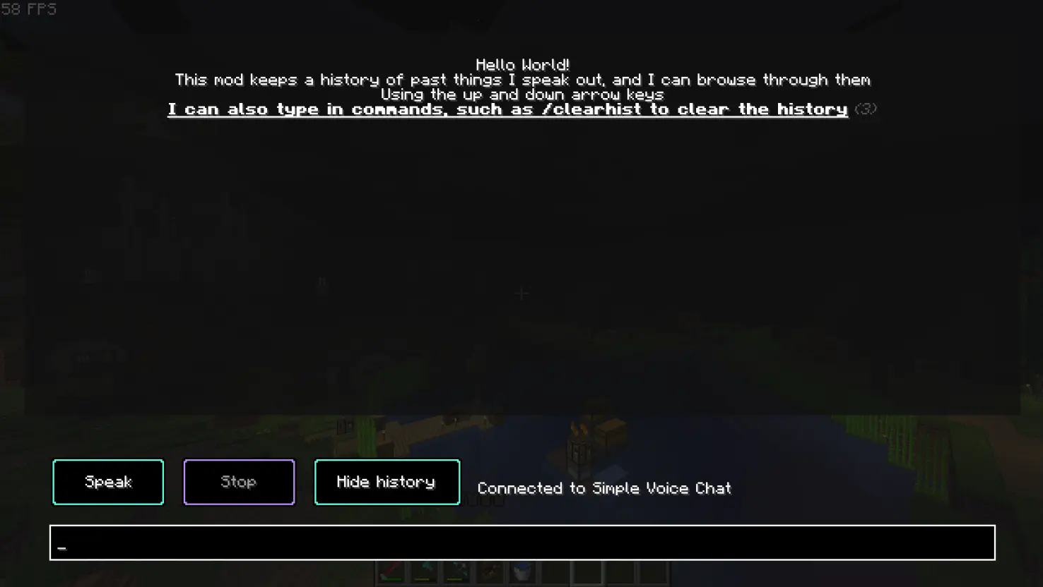 Screenshot of the mod's speech screen