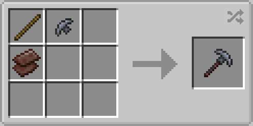 The Image shows how to craft a Hook Axe